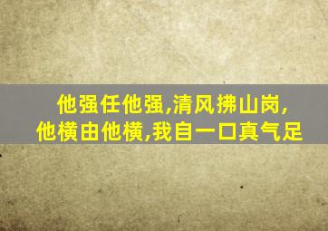他强任他强,清风拂山岗,他横由他横,我自一口真气足