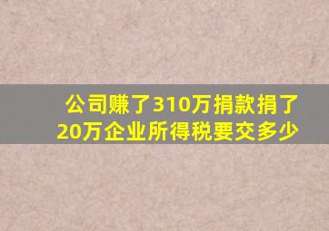 公司赚了310万捐款捐了20万企业所得税要交多少