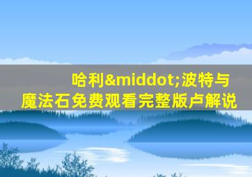 哈利·波特与魔法石免费观看完整版卢解说