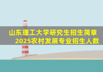 山东理工大学研究生招生简章2025农村发展专业招生人数